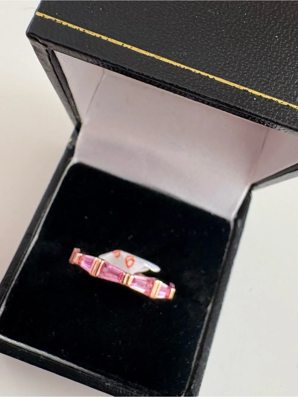 Bomb Party Ribbon Bow Band Ring RG94952 Pink Sapphire Rose Gold Plating